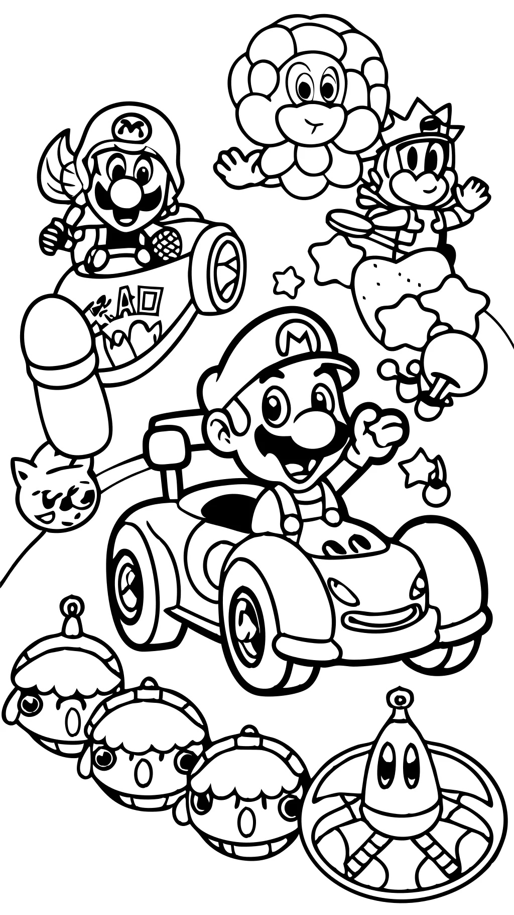 Páginas para colorear de Mario Cart